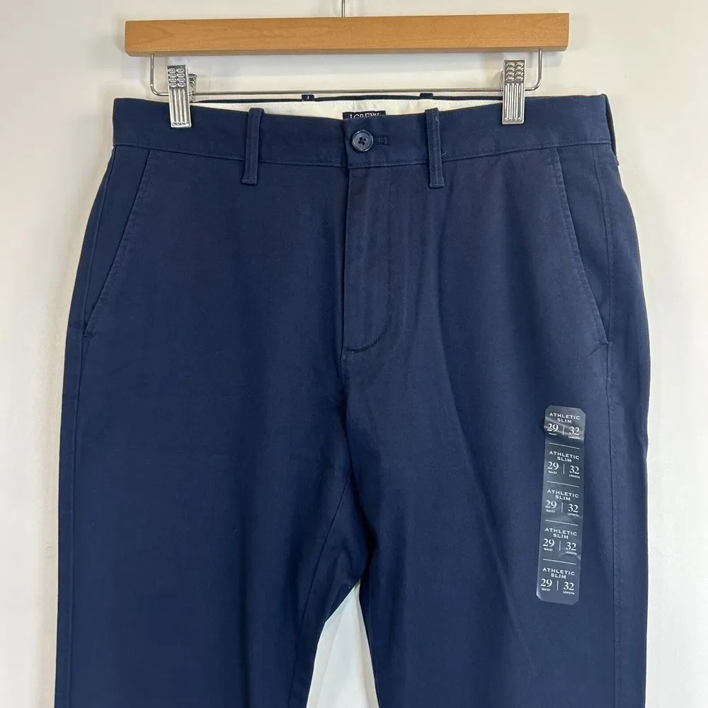 J.Crew Chino Pants Mens 39x32 Navy Blue Athletic Slim Straight Preppy Formal NWT - Picture 3 of 13